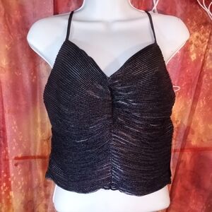 Express Black Shimmer Ruched Camisole